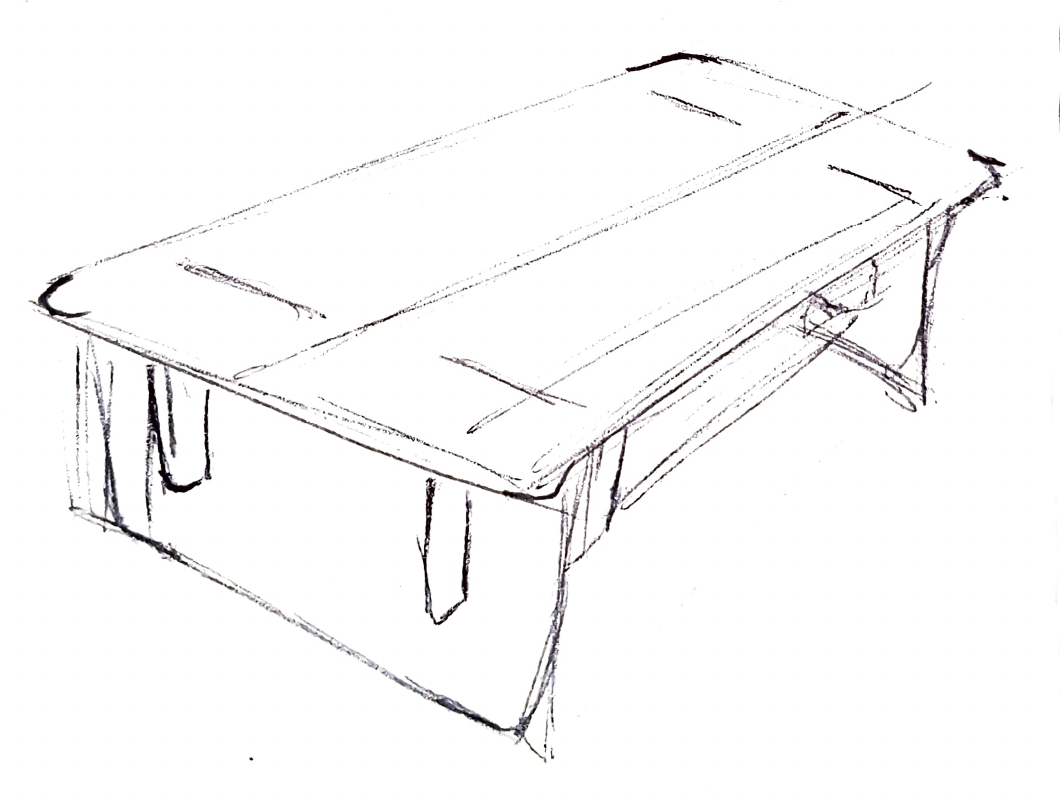 Early concept sketch of the coffee table